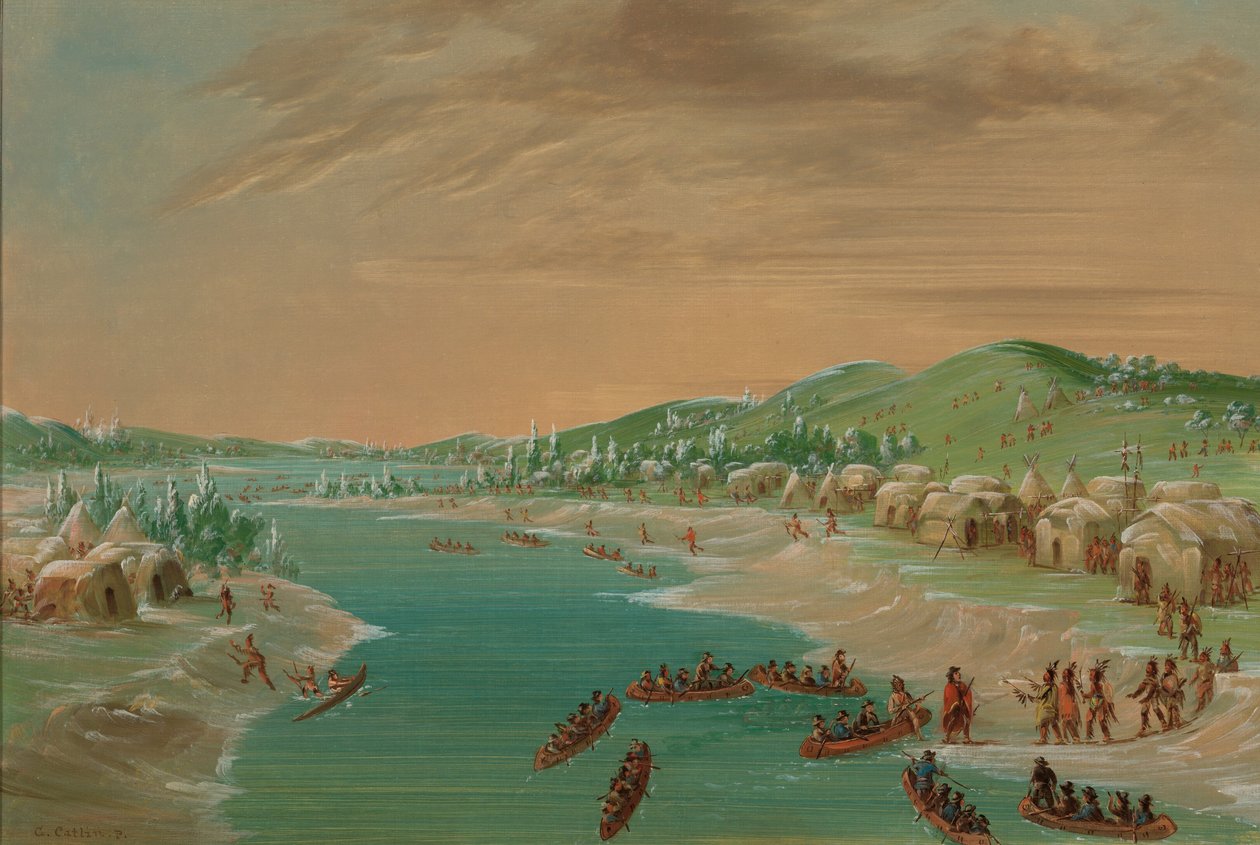 La Salle ve Parti Illinois Köyüne Varır. 1 Ocak 1680, 18471848. by George Catlin