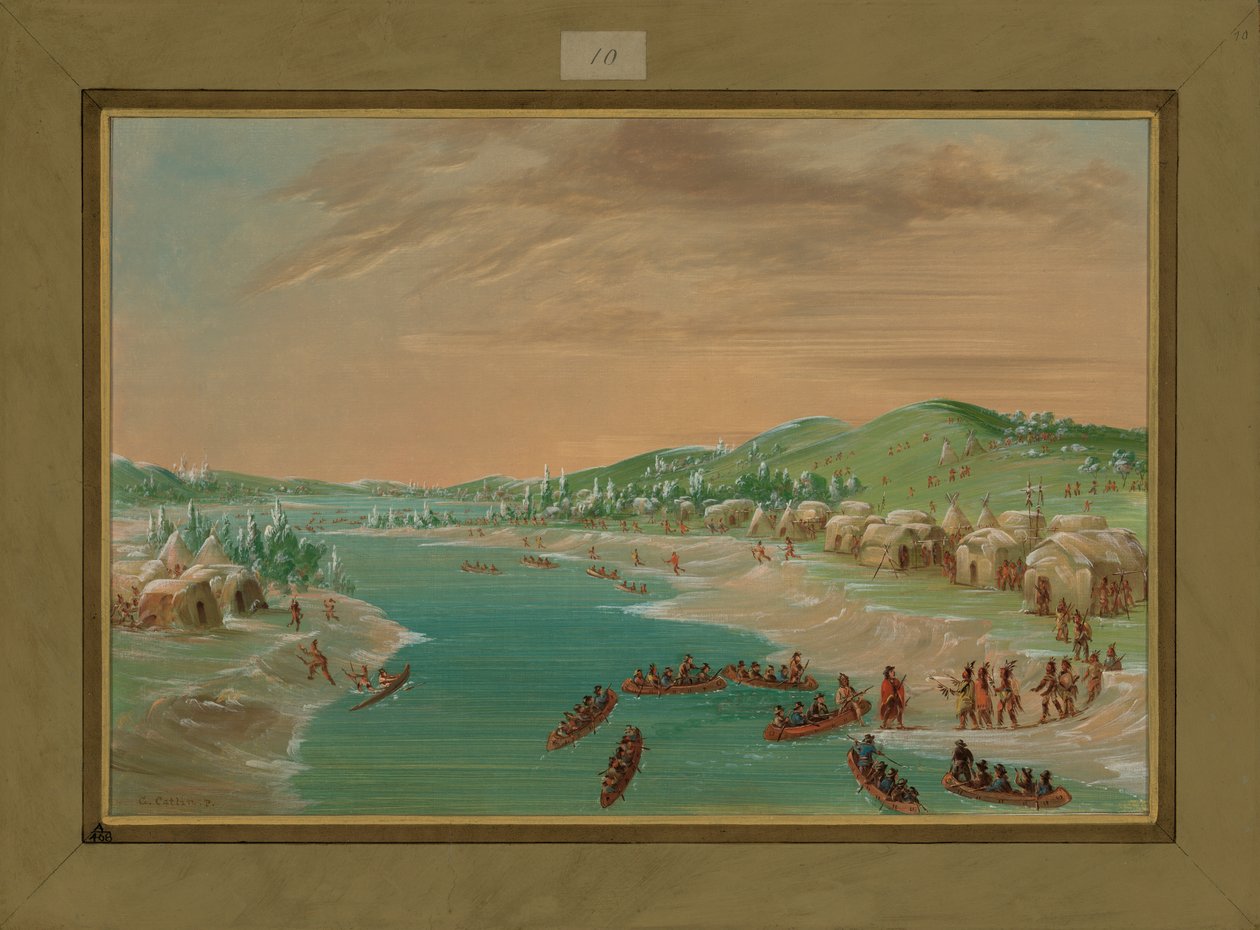 La Salle ve Parti Illinois Köyüne Varıyor, 1 Ocak 1680, 1847-48 by George Catlin
