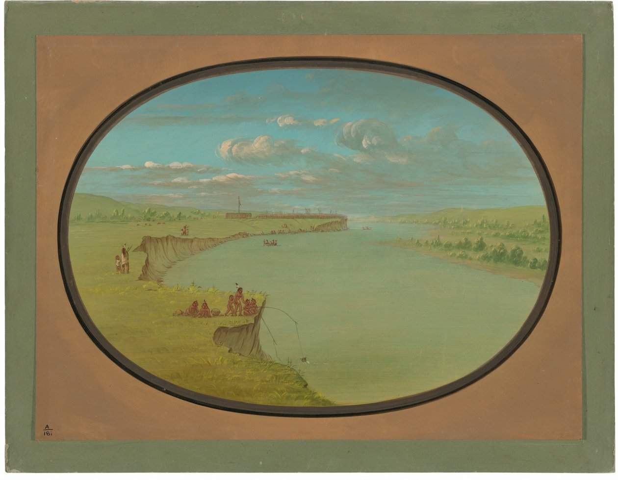 Mandan Köyü - Uzak Bir Görünüm by George Catlin