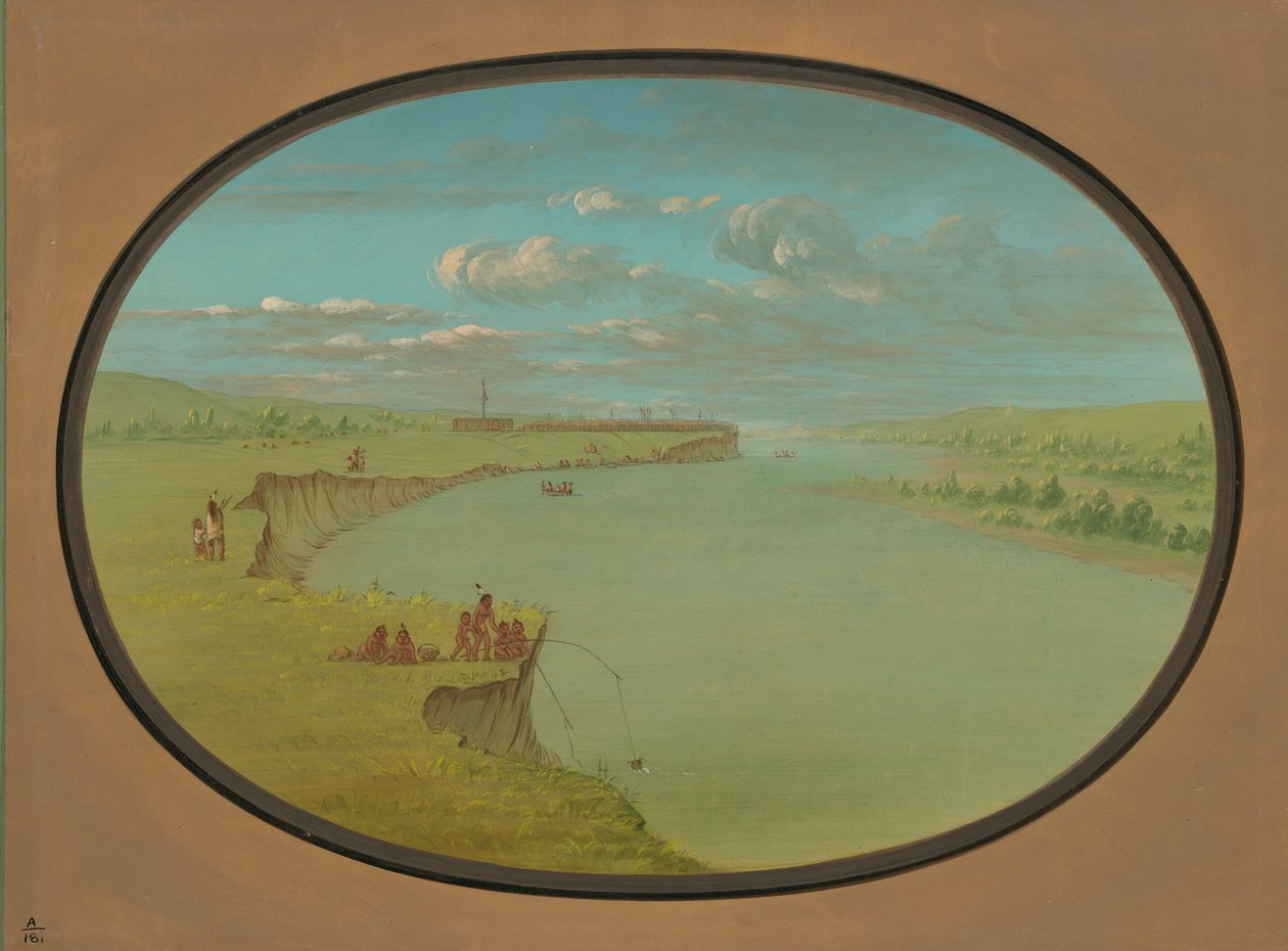 Mandan Köyü - Uzaktan Bir Görünüm, 18611869. by George Catlin