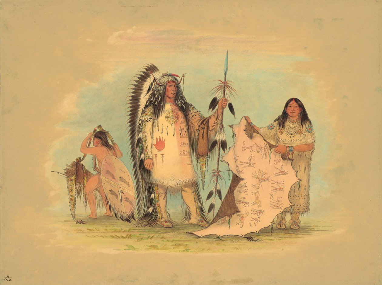 En Sevdiği Karısı ile Mandan Savaş Şefi, 18611869. by George Catlin