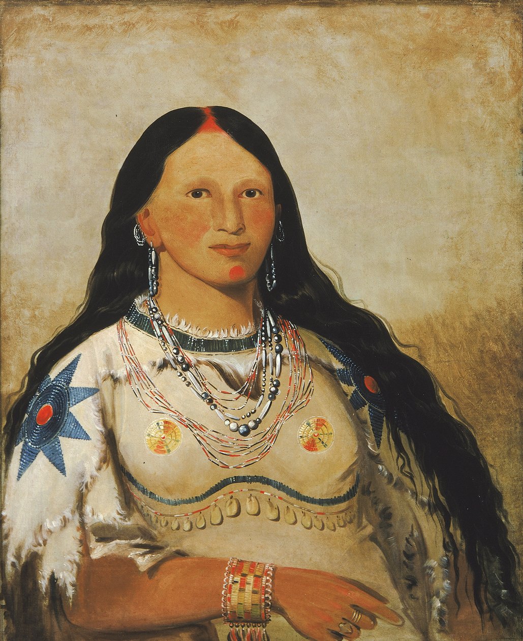 Mi-néek-ee-súnk-te-ka, Mink, Güzel Bir Kız, 1832. by George Catlin