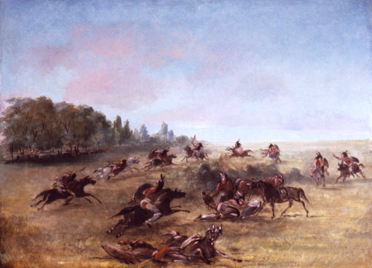 Atlı Savaş Partisi Çalılığı Ovma, 1846-1848. by George Catlin