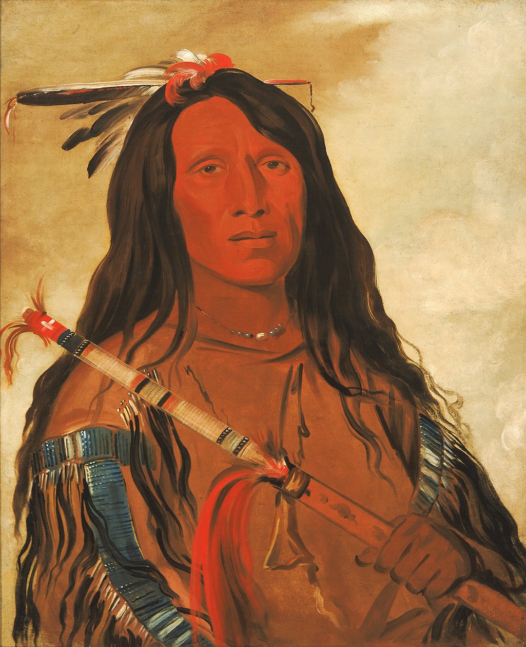 Né-hee-ó-ee-wóo-tis, Tepedeki Kurt, Kabile Şefi, 1832. by George Catlin