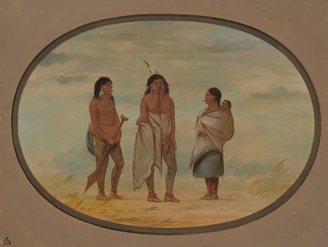 Nayas Kızılderili Şefi, Karısı ve Bir Savaşçı, 18551869. by George Catlin