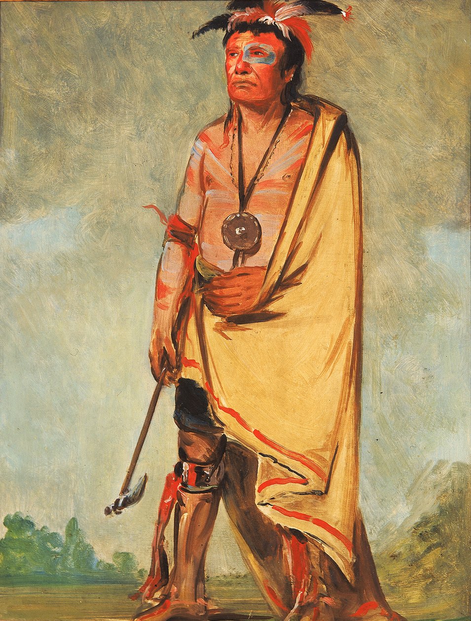 No-ak-choo-she-kaw, Çalıları Kıran, 1828. by George Catlin