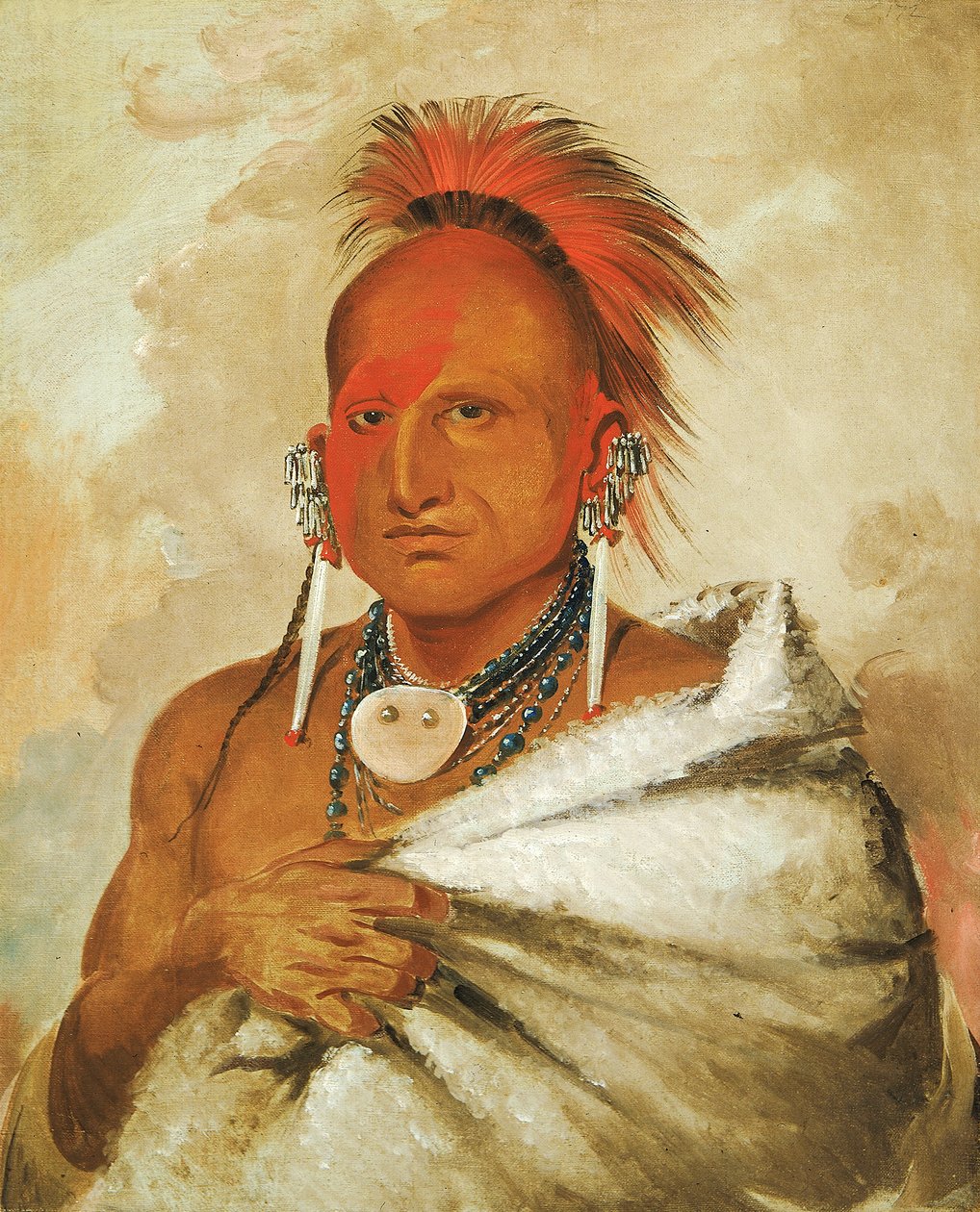 O-rón-gás-see, Ayı Yakalayıcı, Ünlü Bir Savaşçı, 1832. by George Catlin
