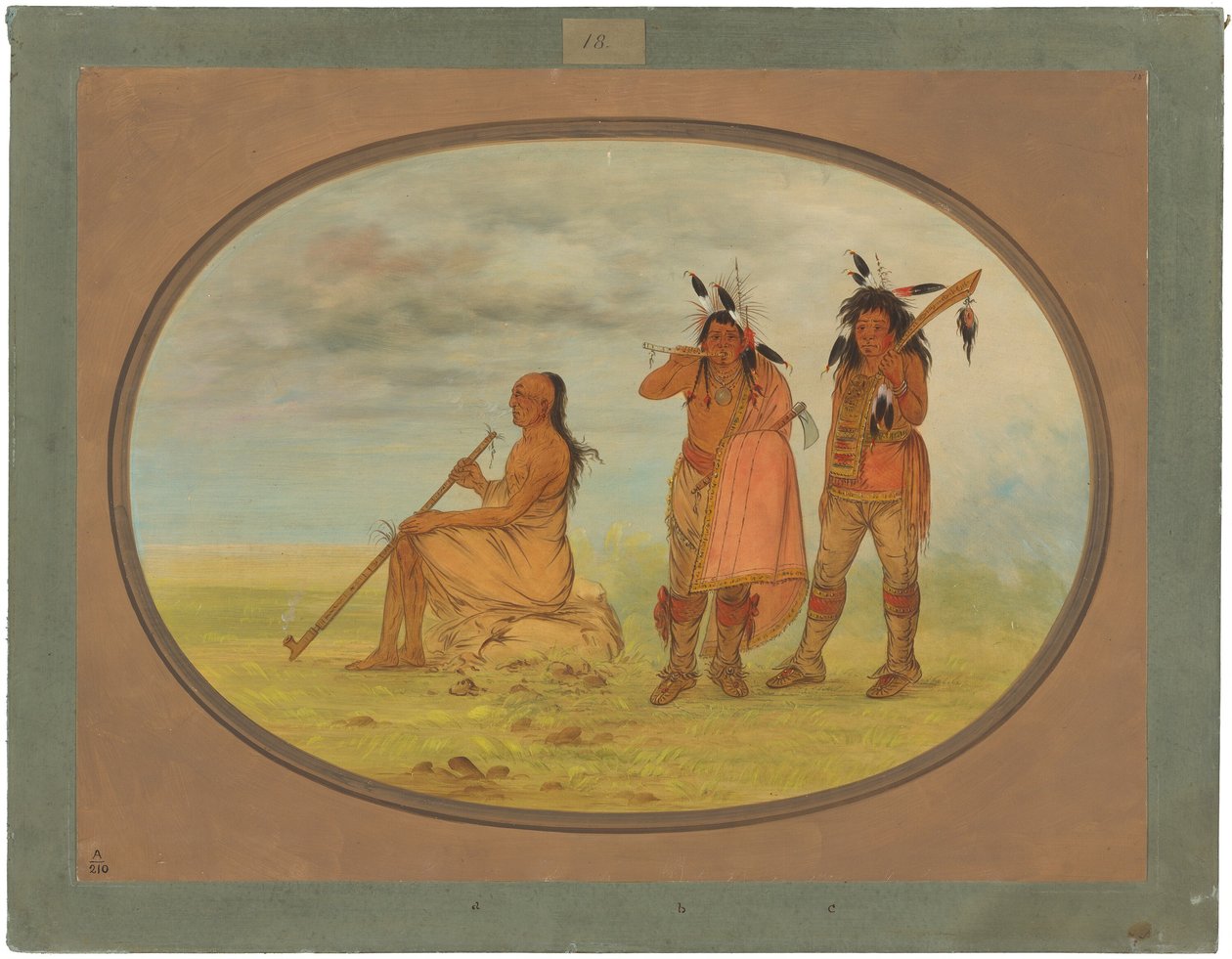 İki Genç Beaux ile Yaşlı Menomonie Şefi by George Catlin