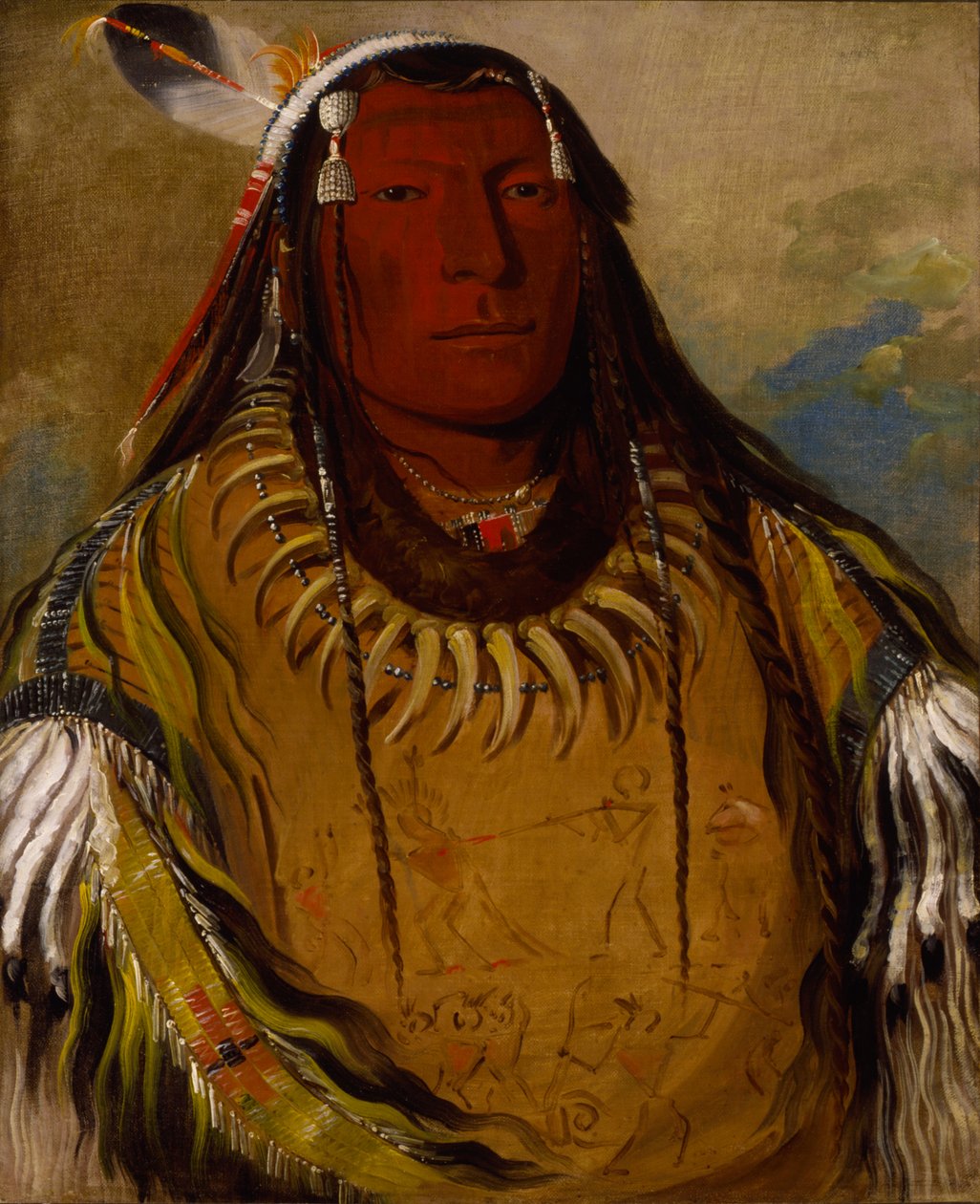 Pa-ris-ka-roó-pa, İki Karga, Bir Şef, 1832. by George Catlin