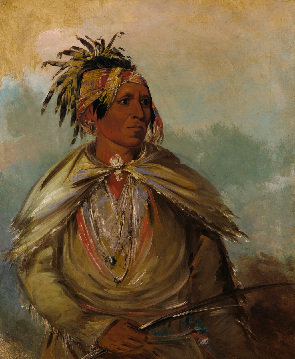 Pah-mee-ców-ee-tah, İzleyen Adam, Şef, 1830. by George Catlin