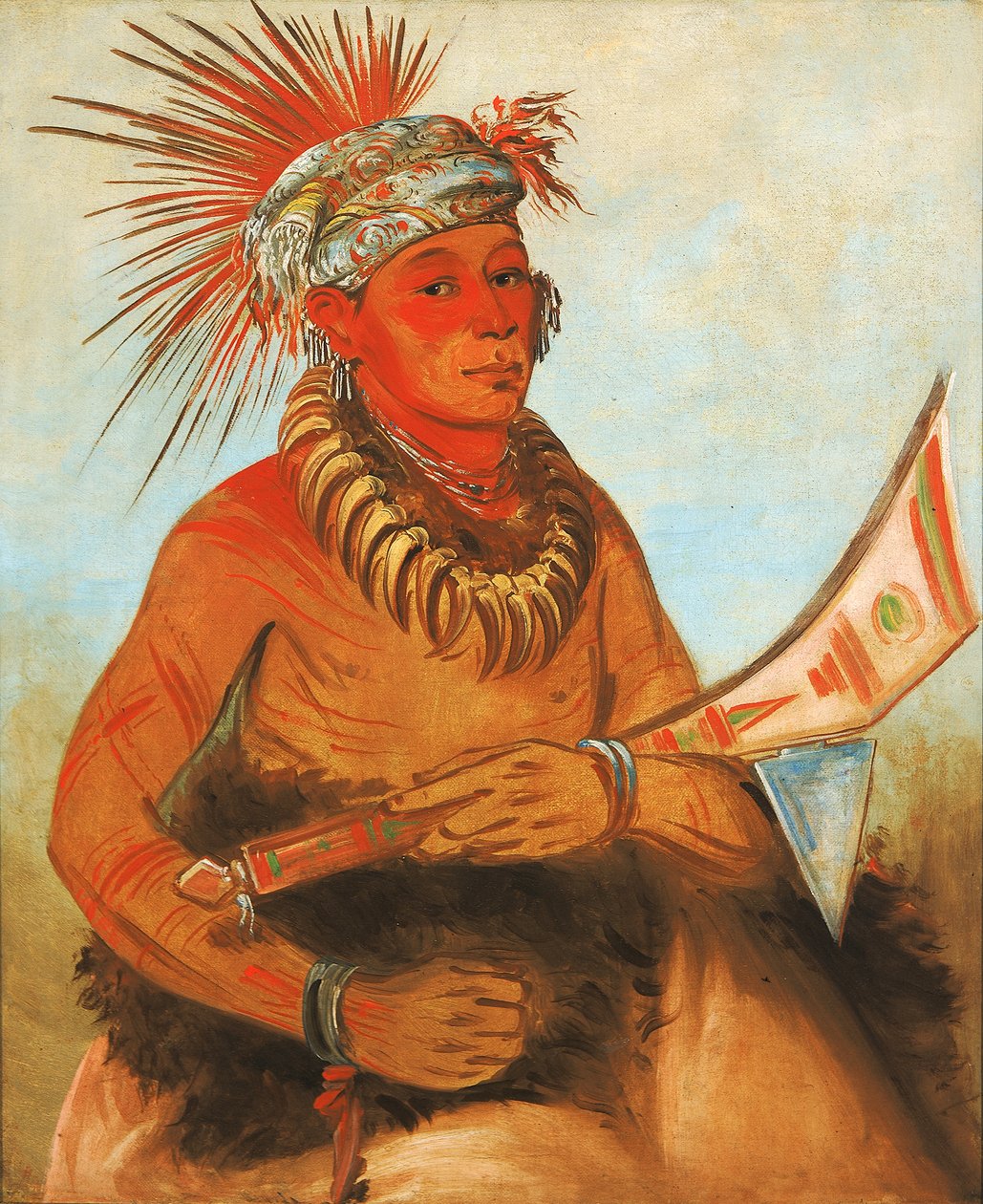 Pah-ta-coo-chee, Shooting Cedar, a Brave, 1832. by George Catlin