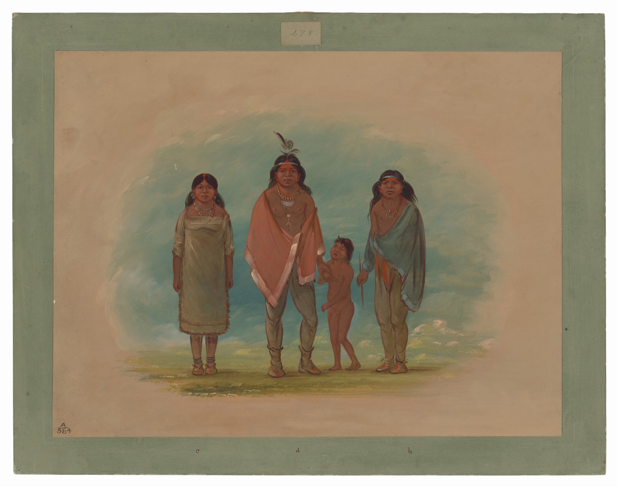 Patagon Şefi, Kardeşi ve Kızı by George Catlin