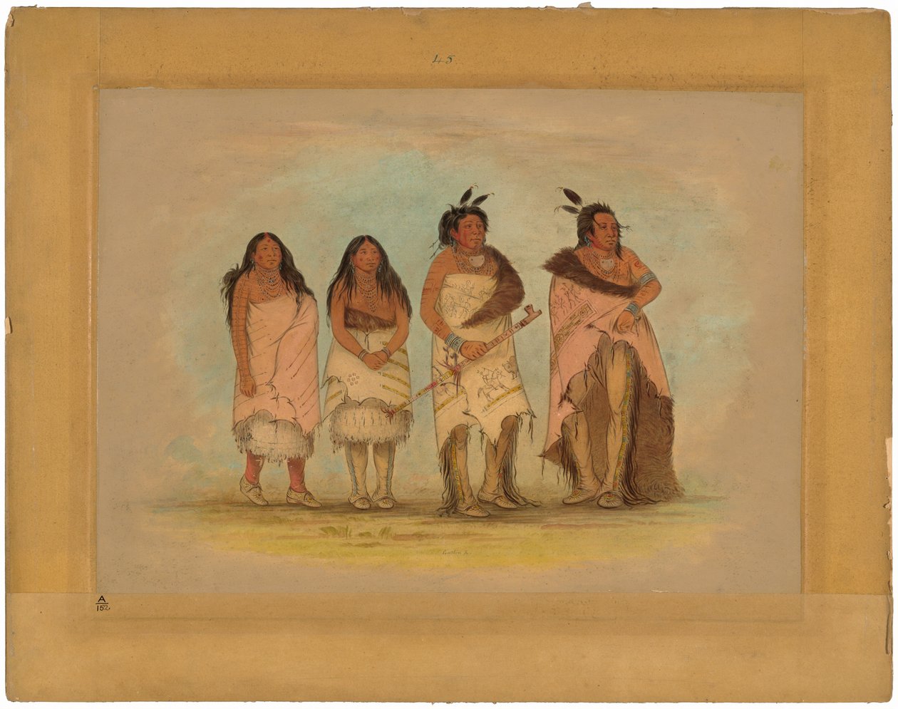 Pawneepict Chief, İki Kızı ve Bir Savaşçı by George Catlin