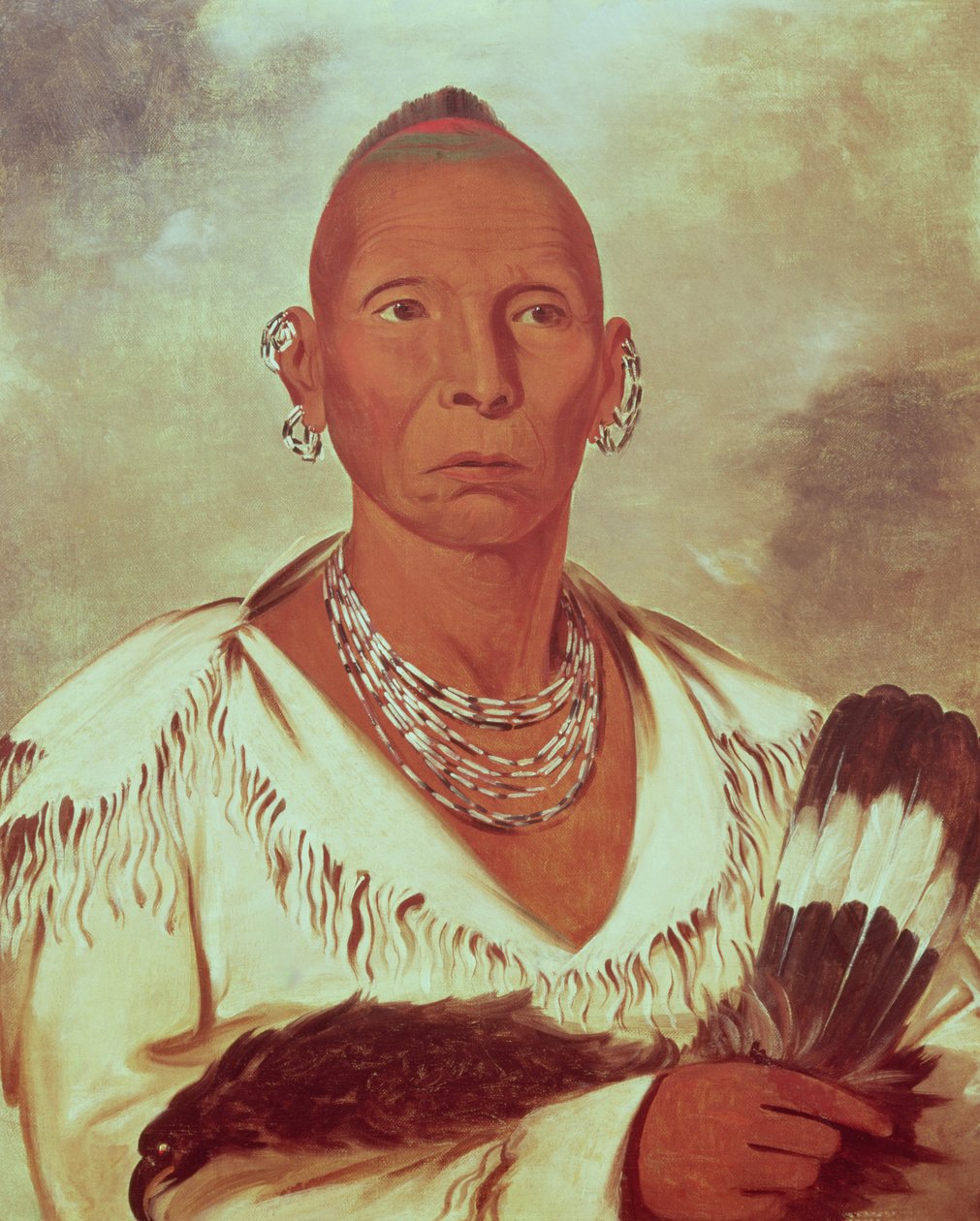 Kara Şahin portresi, Kızılderili Şefi by George Catlin