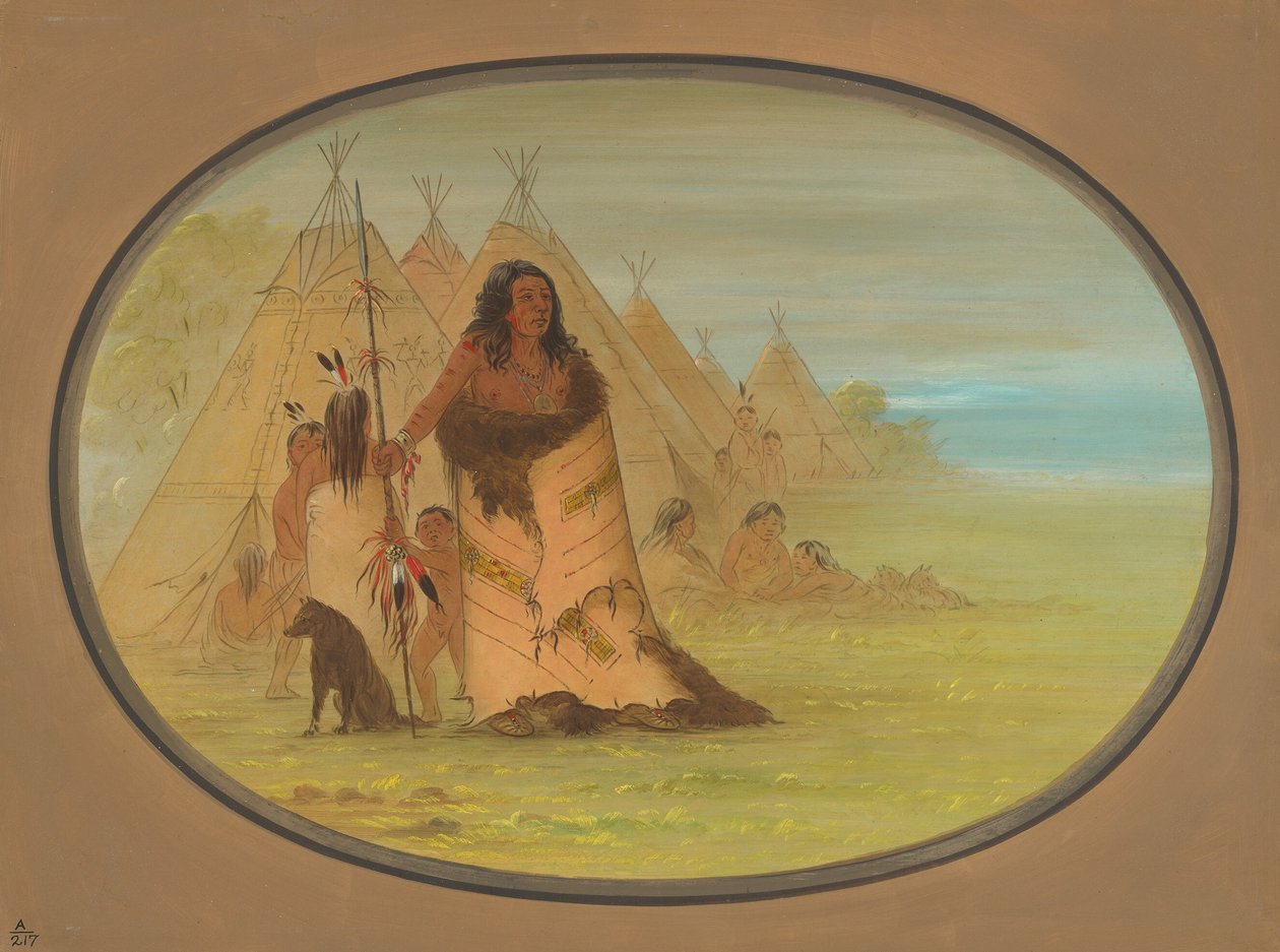 Ailesi Tarafından Çevrili Puncah Şefi, 18611869. by George Catlin