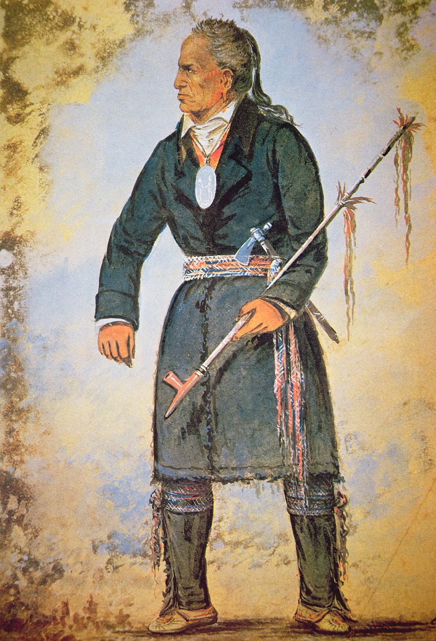 Kırmızı Ceket (c.1756-1830) (kağıt üzerine sulu boya) by George Catlin