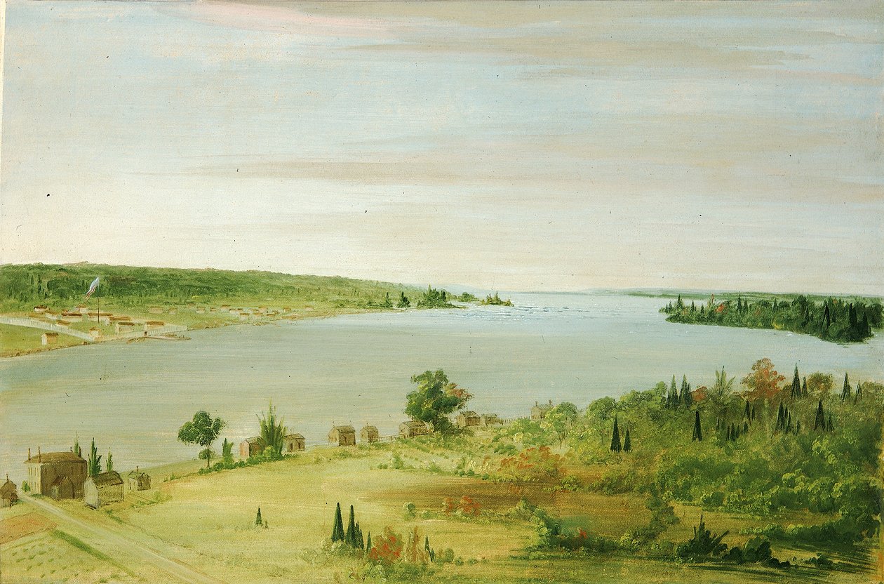 Sault Ste. Marie, Birleşik Devletler Garnizonunu Uzakta Gösteriyor, 1836-1837. by George Catlin
