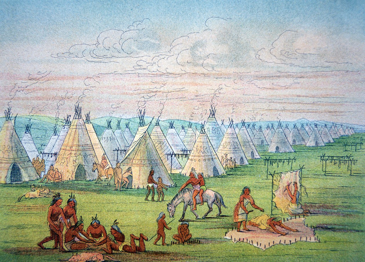 Sioux Kamp Sahnesi by George Catlin