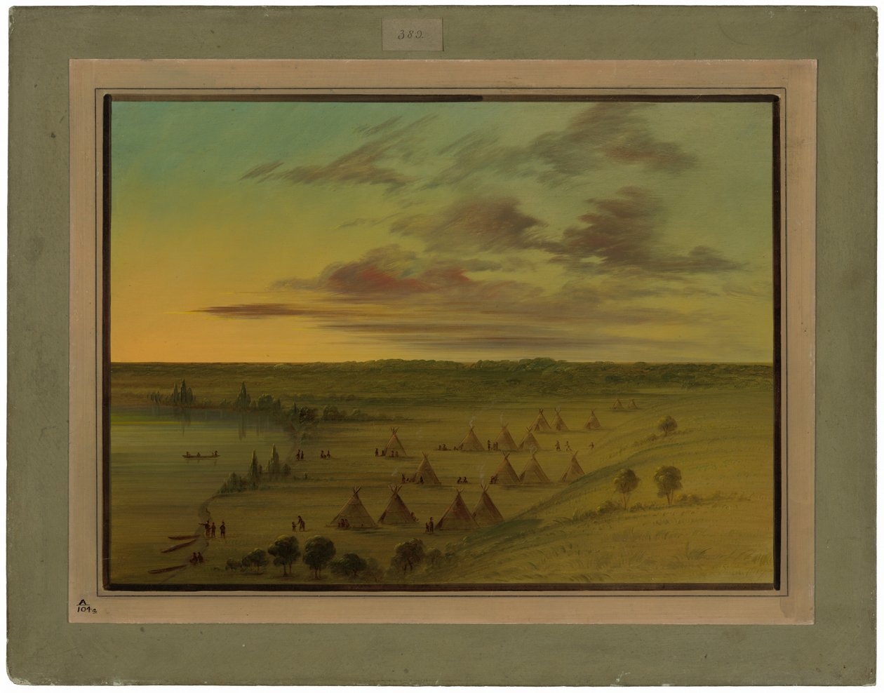 Sioux Köyü - Kuğu Gölü by George Catlin