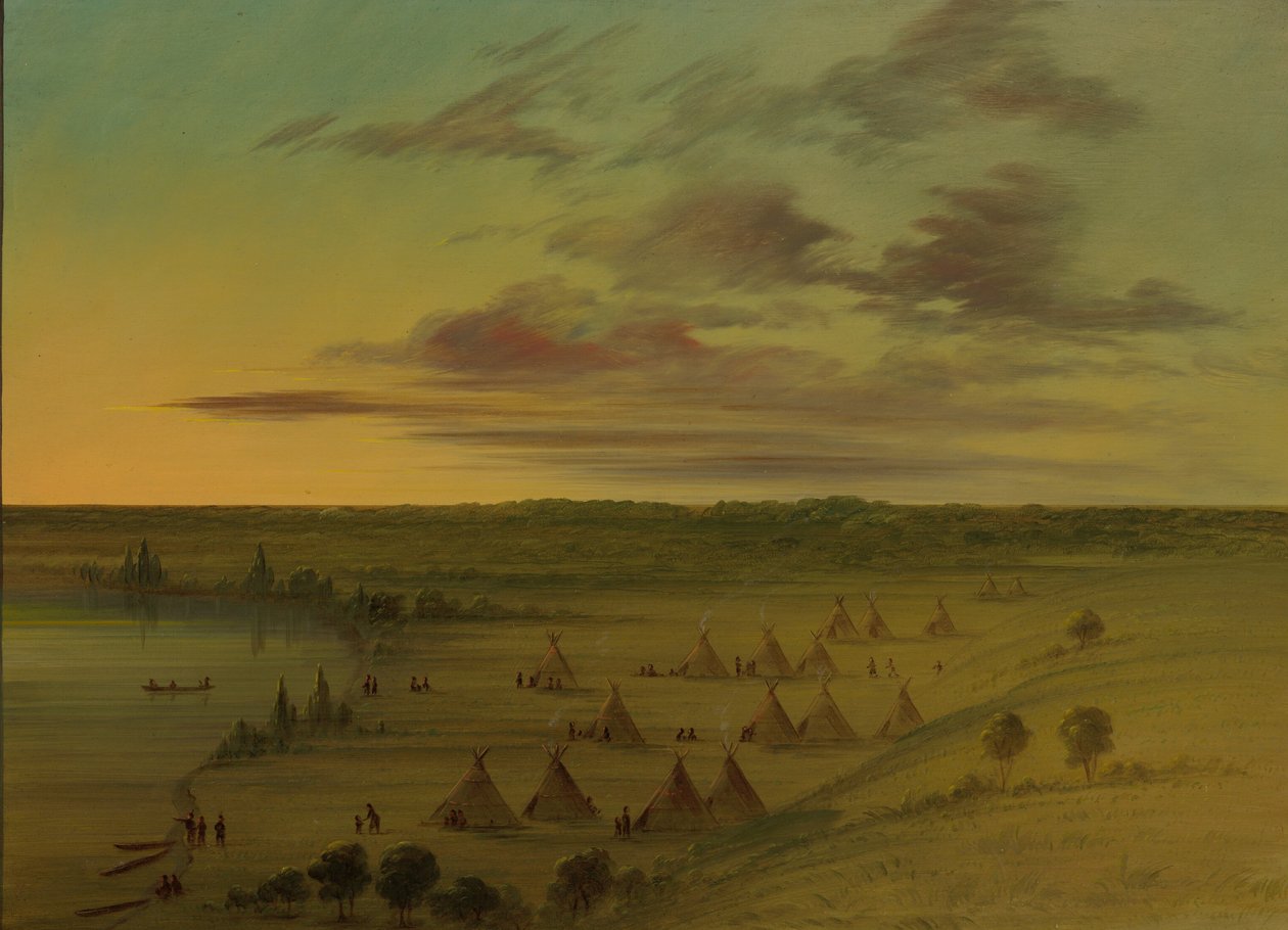 Sioux Köyü - Kuğu Gölü, 18611869. by George Catlin