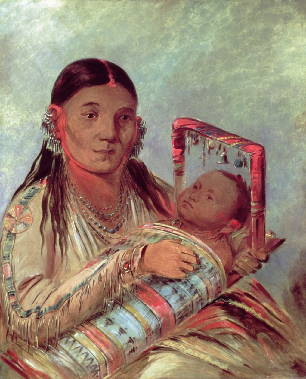 Sioux anne ve bebeği, 1830 dolayları (tuval üzerine yağlı boya) by George Catlin