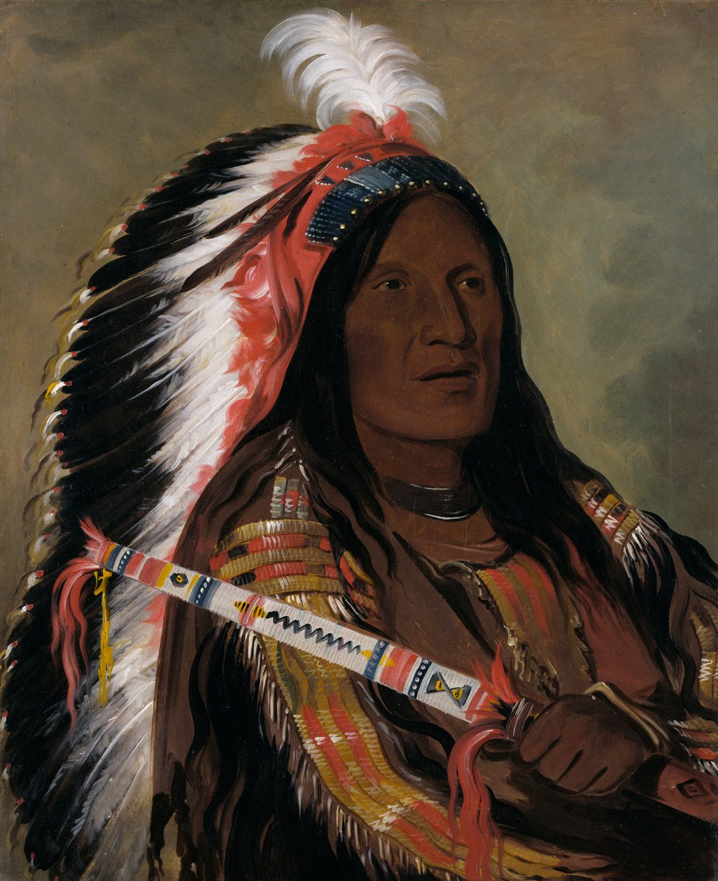 Táh-téck-a-da-háir, Steep Wind, A Brave of the Bad Arrow Points Band, 1832. by George Catlin
