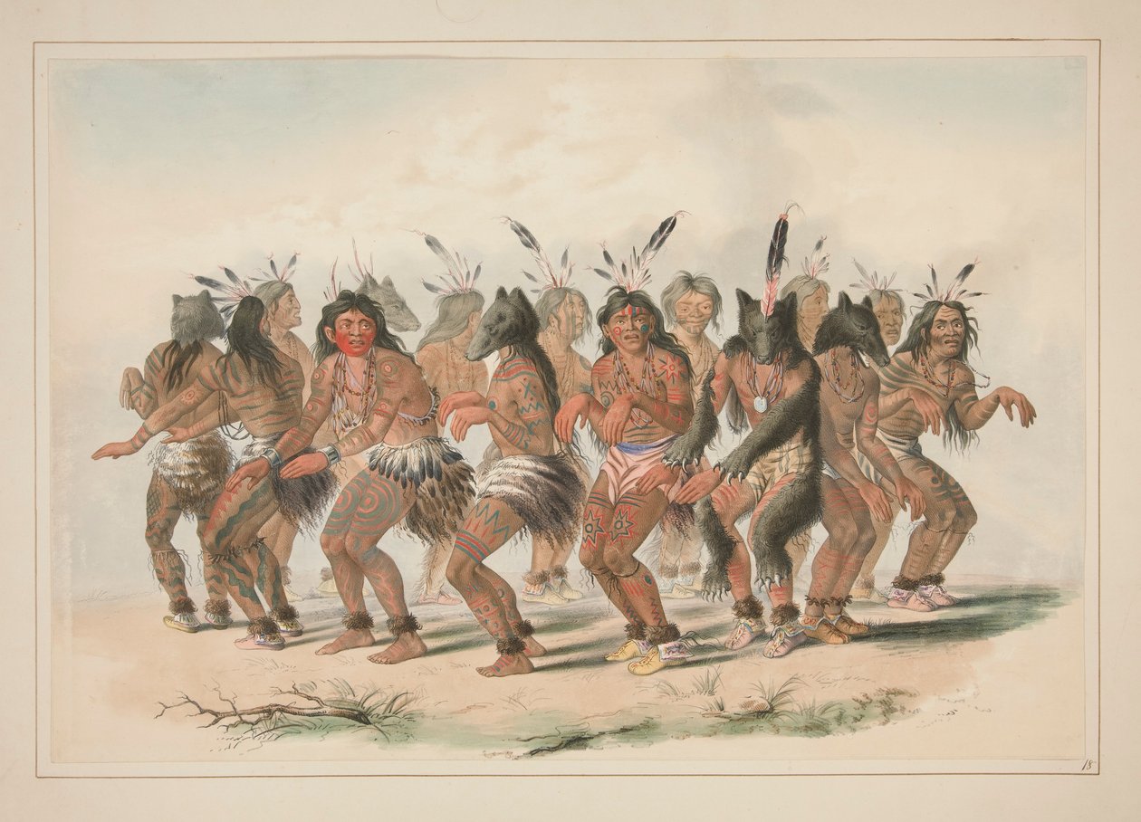Ayı Dansı, pl. Kuzey Amerika Kızılderili Portföyünden 18 by George Catlin