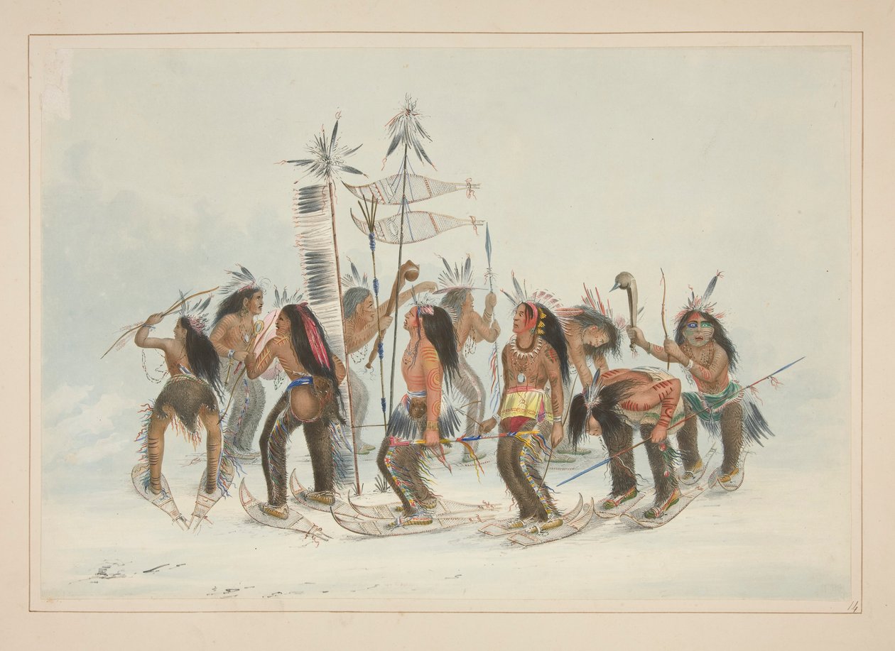 Kar Ayakkabısı Dansı, pl. Kuzey Amerika Kızılderili Portföyünden 14 by George Catlin