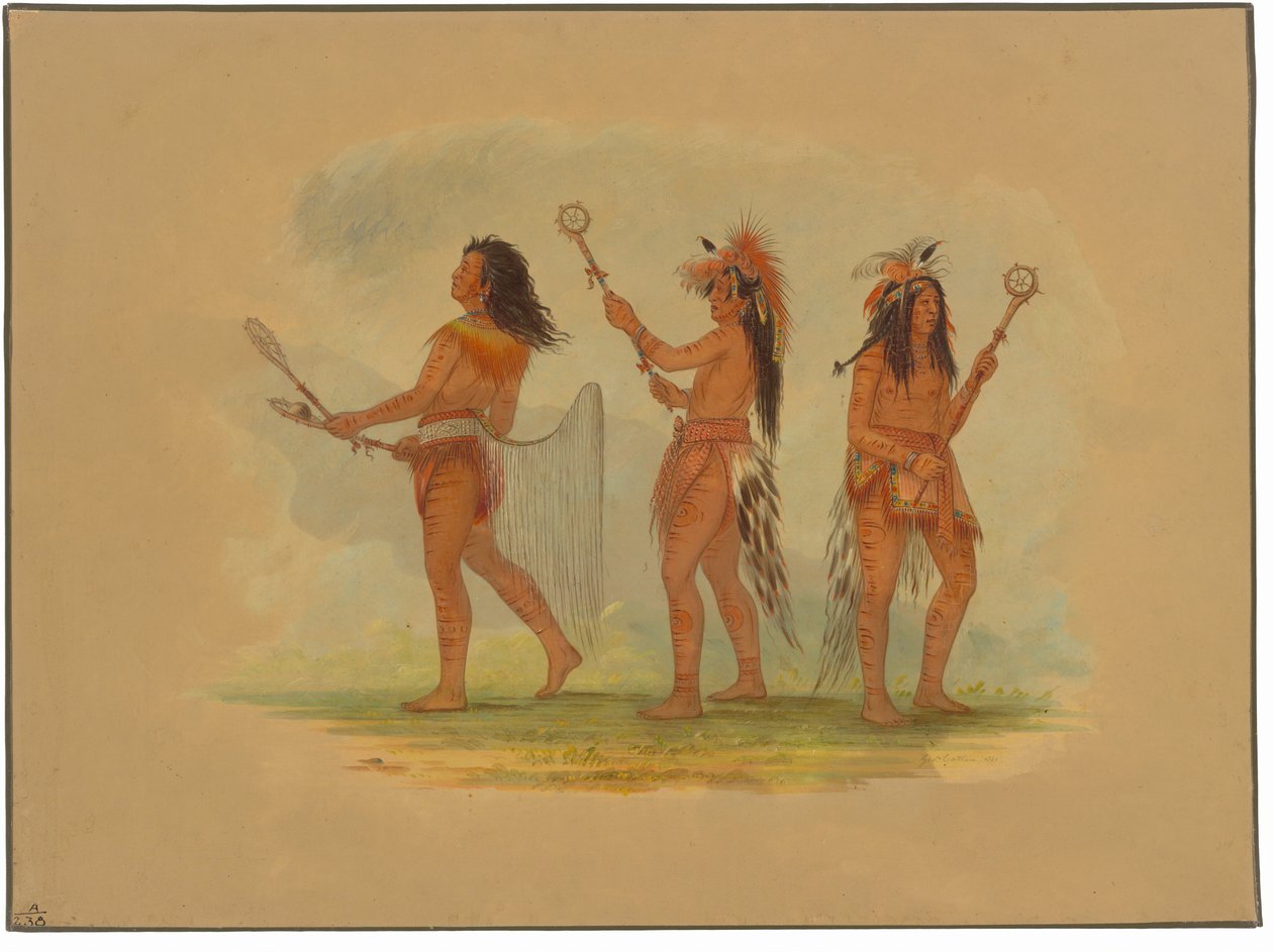 Üç Ünlü Top Oyuncusu - Choctaw, Sioux ve Ojibbeway by George Catlin