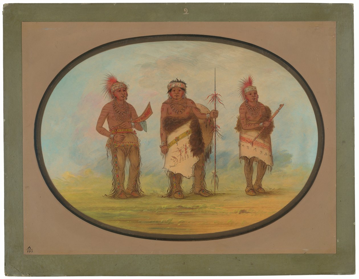 Üç Iowa Kızılderili by George Catlin