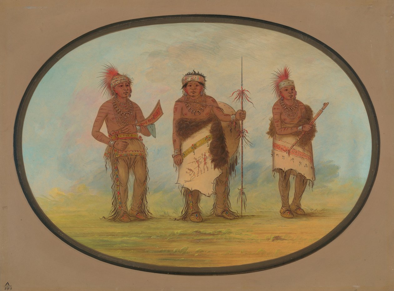 Üç Iowa Kızılderilisi, 18611869. by George Catlin