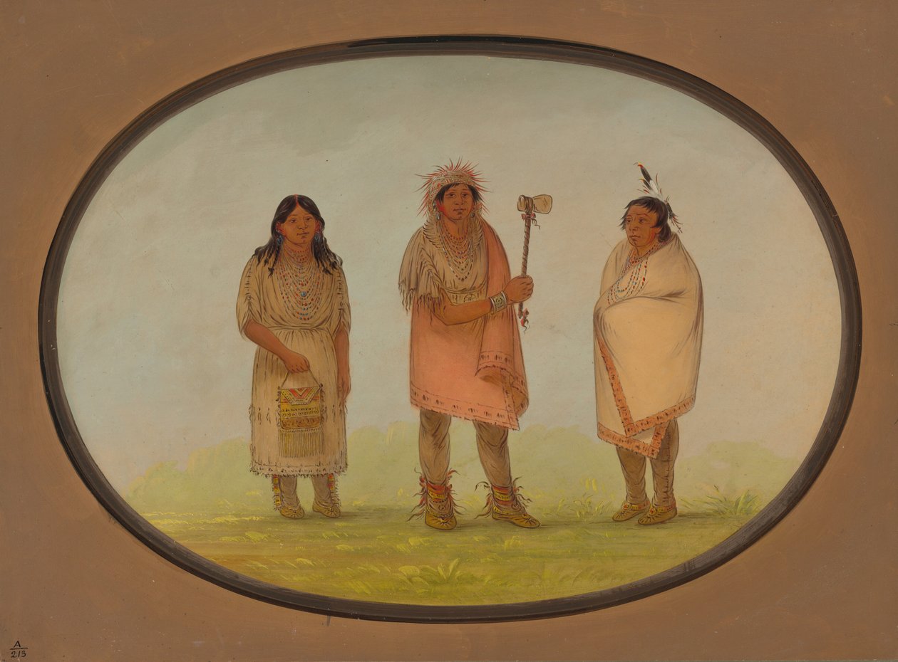 Üç Piankeshaw Kızılderili, 18611869. by George Catlin
