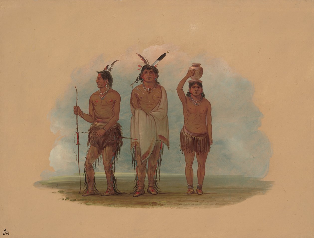 Üç Walla Walla Kızılderili, 18551869. by George Catlin