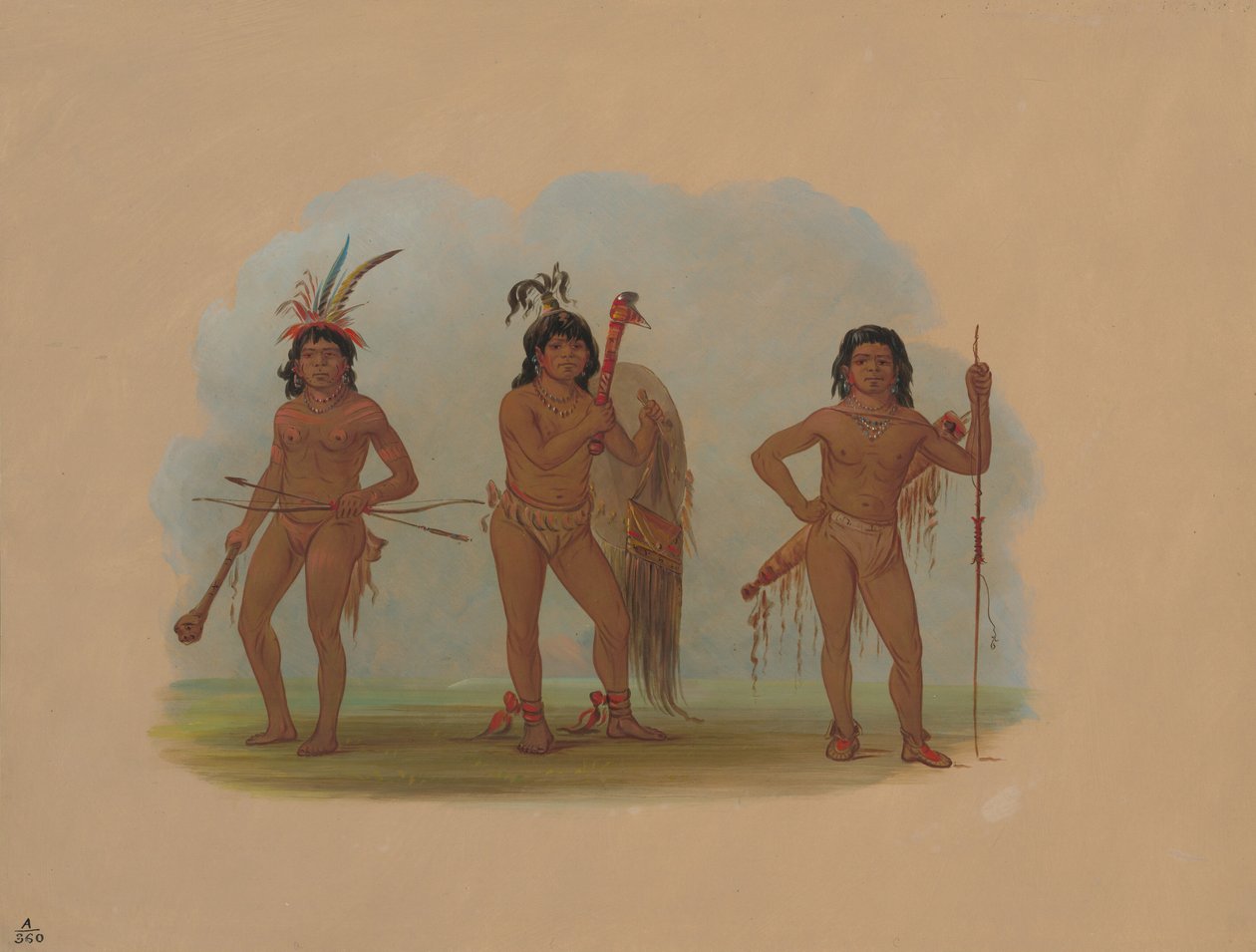 Üç Zurumati Kızılderilisi, 18541869. by George Catlin