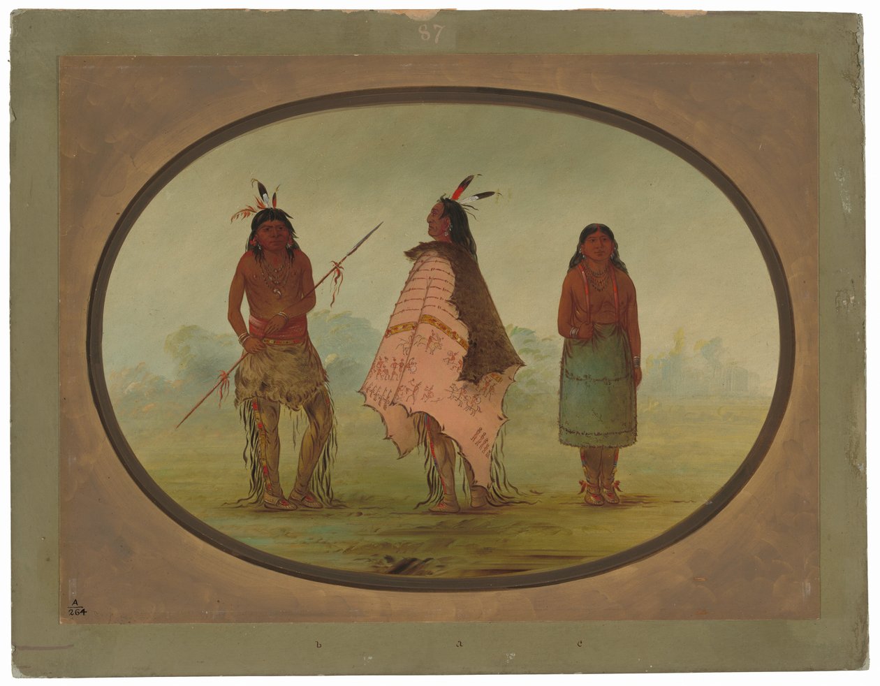 İki Apaçi Savaşçısı ve Bir Kadın by George Catlin