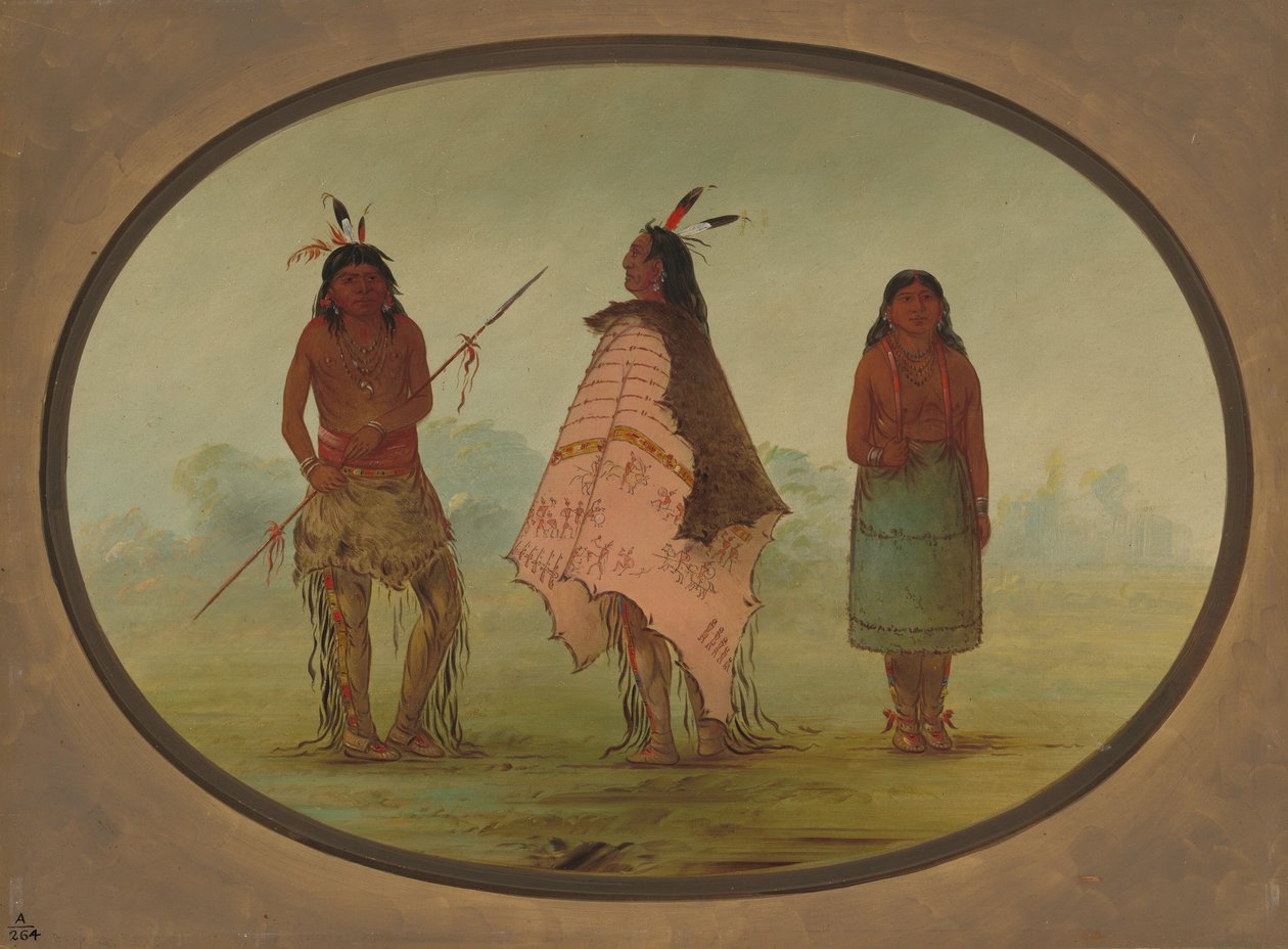 İki Apaçi Savaşçısı ve Bir Kadın, 18551869. by George Catlin