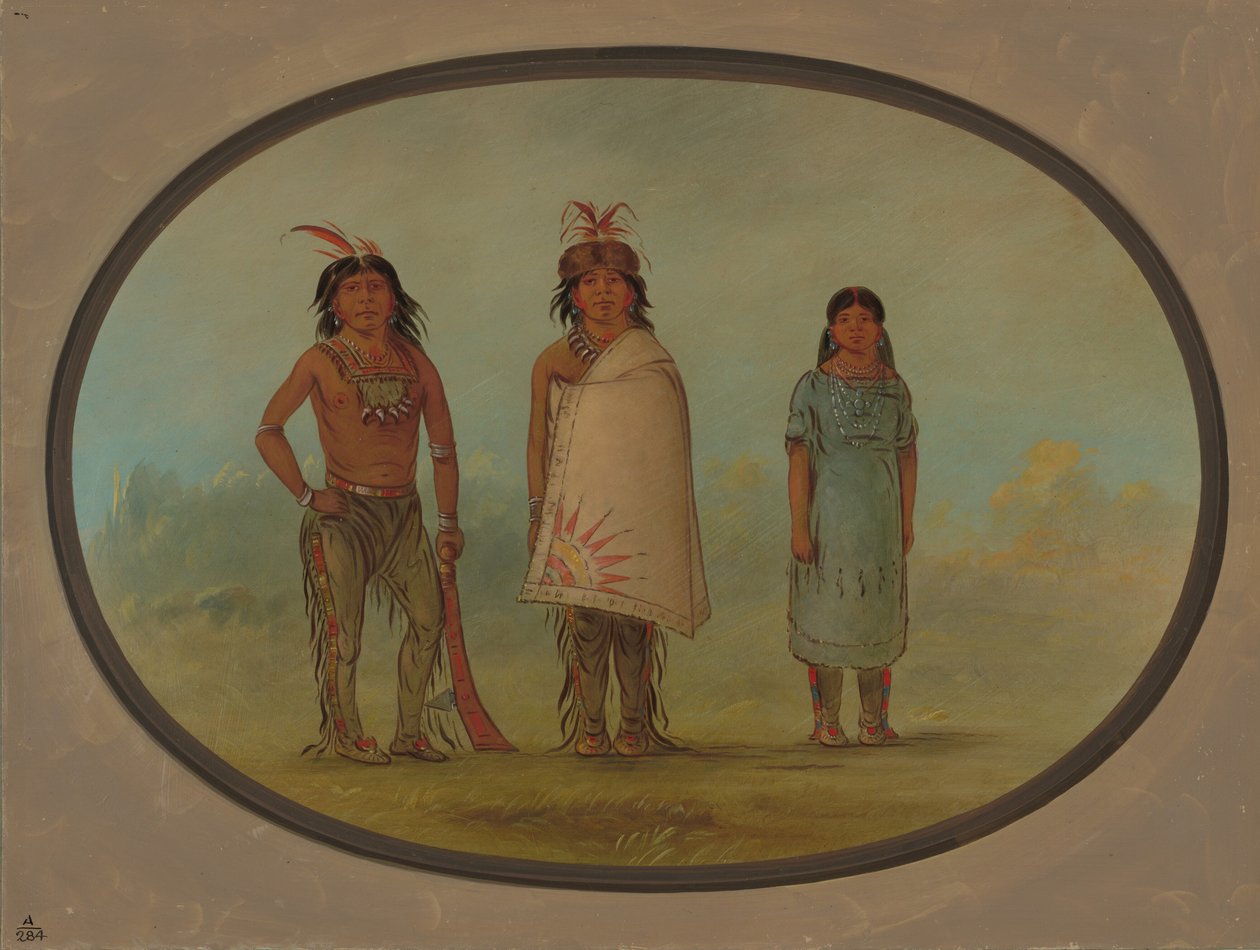 İki Chippewyan Savaşçısı ve Bir Kadın, 18551869. by George Catlin