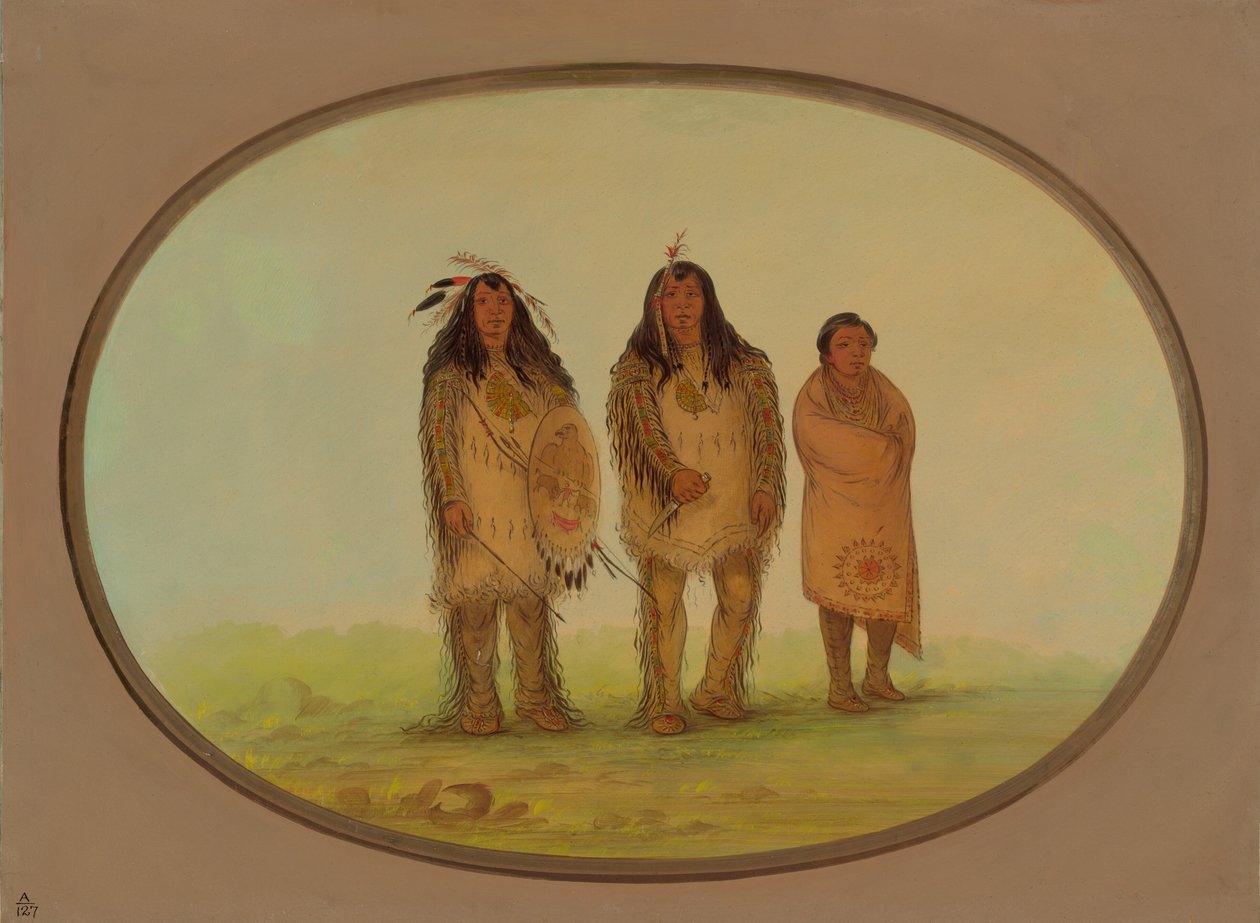İki Nezperce Savaşçısı ve Bir Çocuk, 18551869. by George Catlin