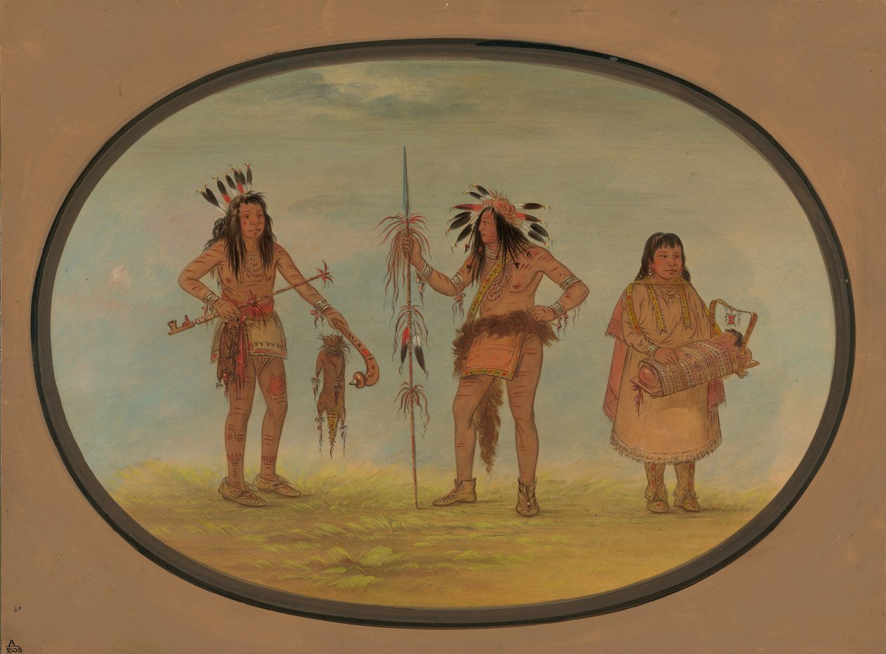İki Ojibbeway Savaşçısı ve Bir Kadın, 18611869. by George Catlin