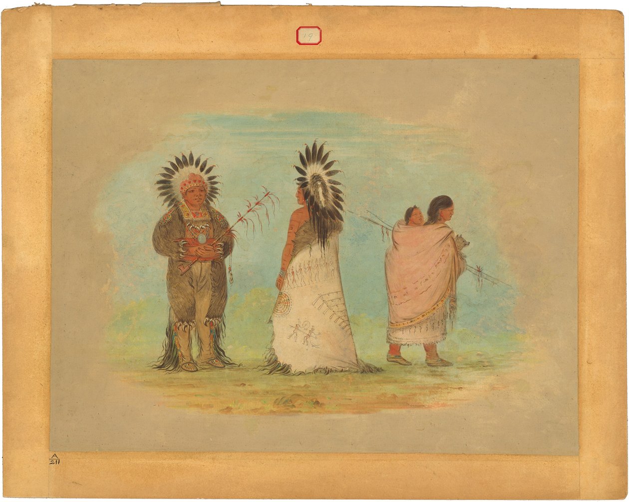 İki Ottoe Chiefs ve Bir Kadın by George Catlin