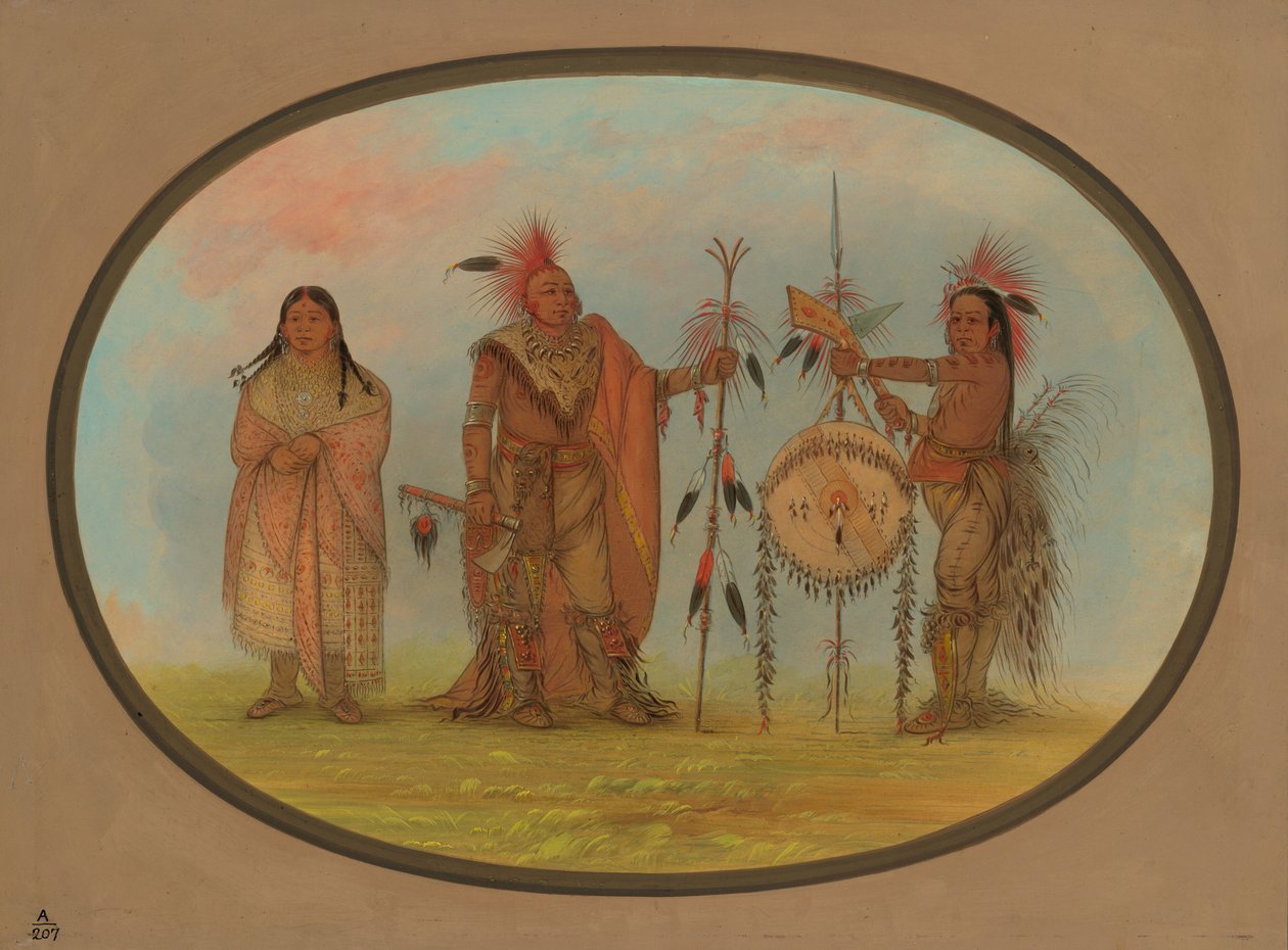 İki Saukie Chiefs ve Bir Kadın, 18611869. by George Catlin
