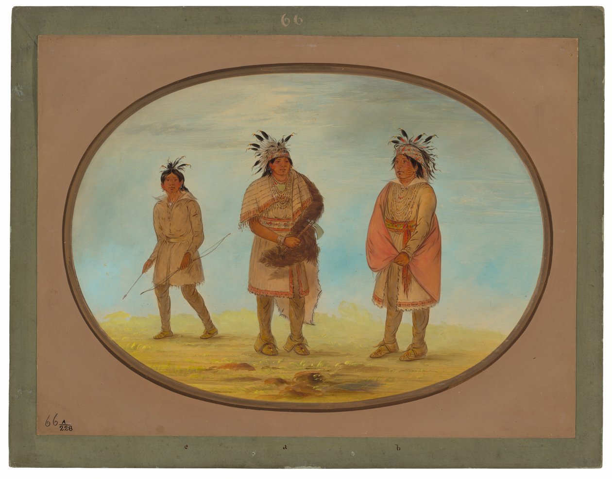 İki Weeah Savaşçısı ve Bir Kadın by George Catlin