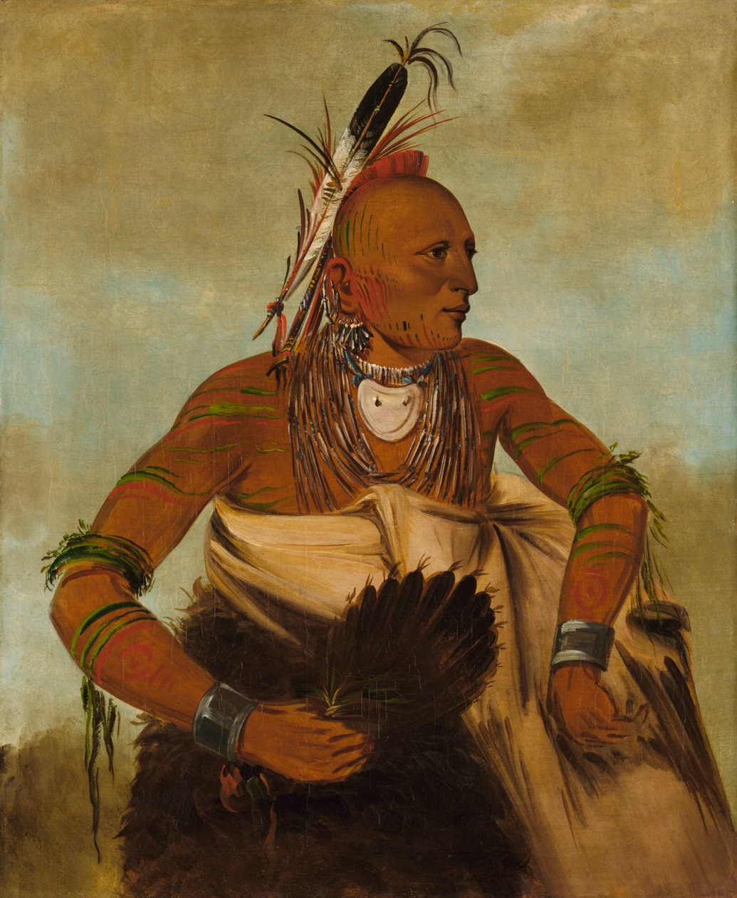 Wa-ho-béck-ee ve Yakışıklı Cesur, 1834. by George Catlin