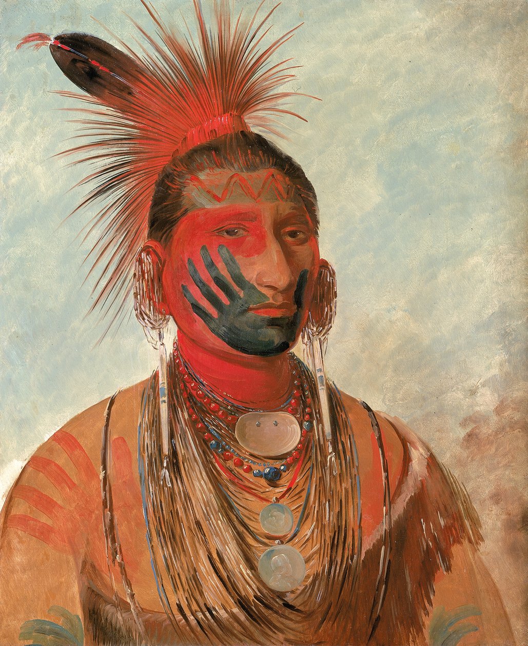Wash-ka-mon-ya, Hızlı Dansçı, Bir Savaşçı, 1844-1845. by George Catlin