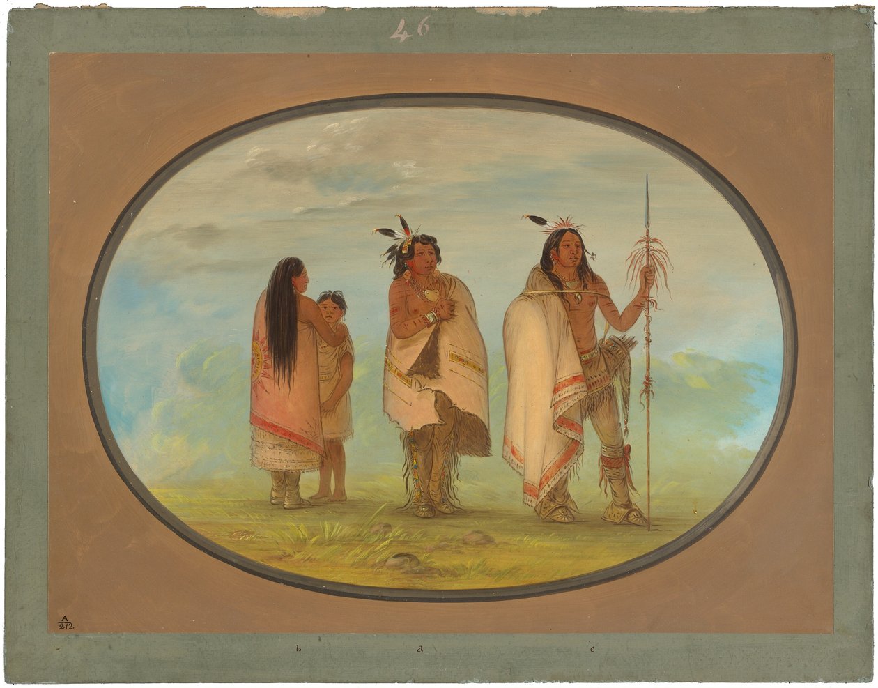 Weeco Şefi, Karısı ve Bir Savaşçı by George Catlin