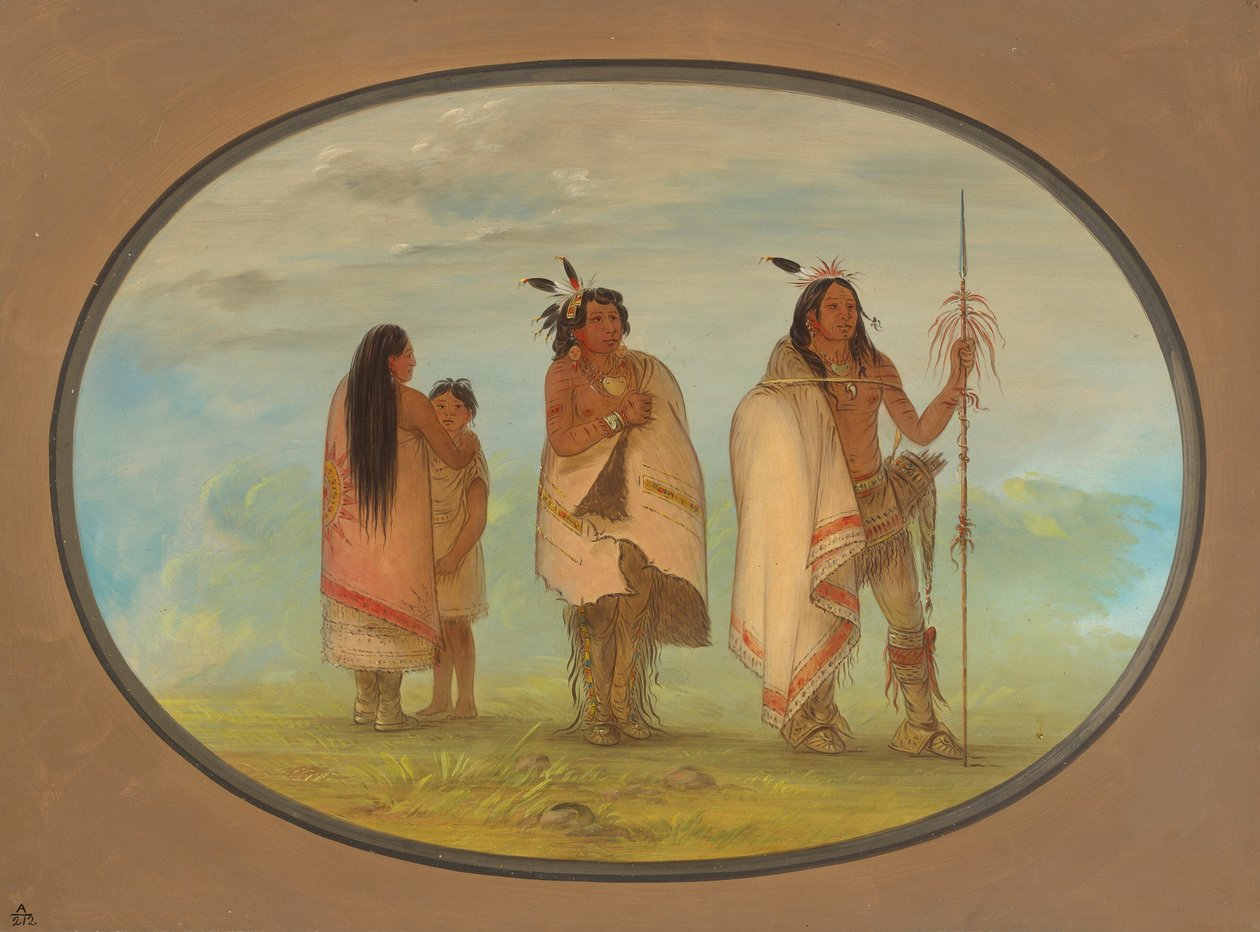 Weeco Şefi, Karısı ve Bir Savaşçı, 18611869. by George Catlin