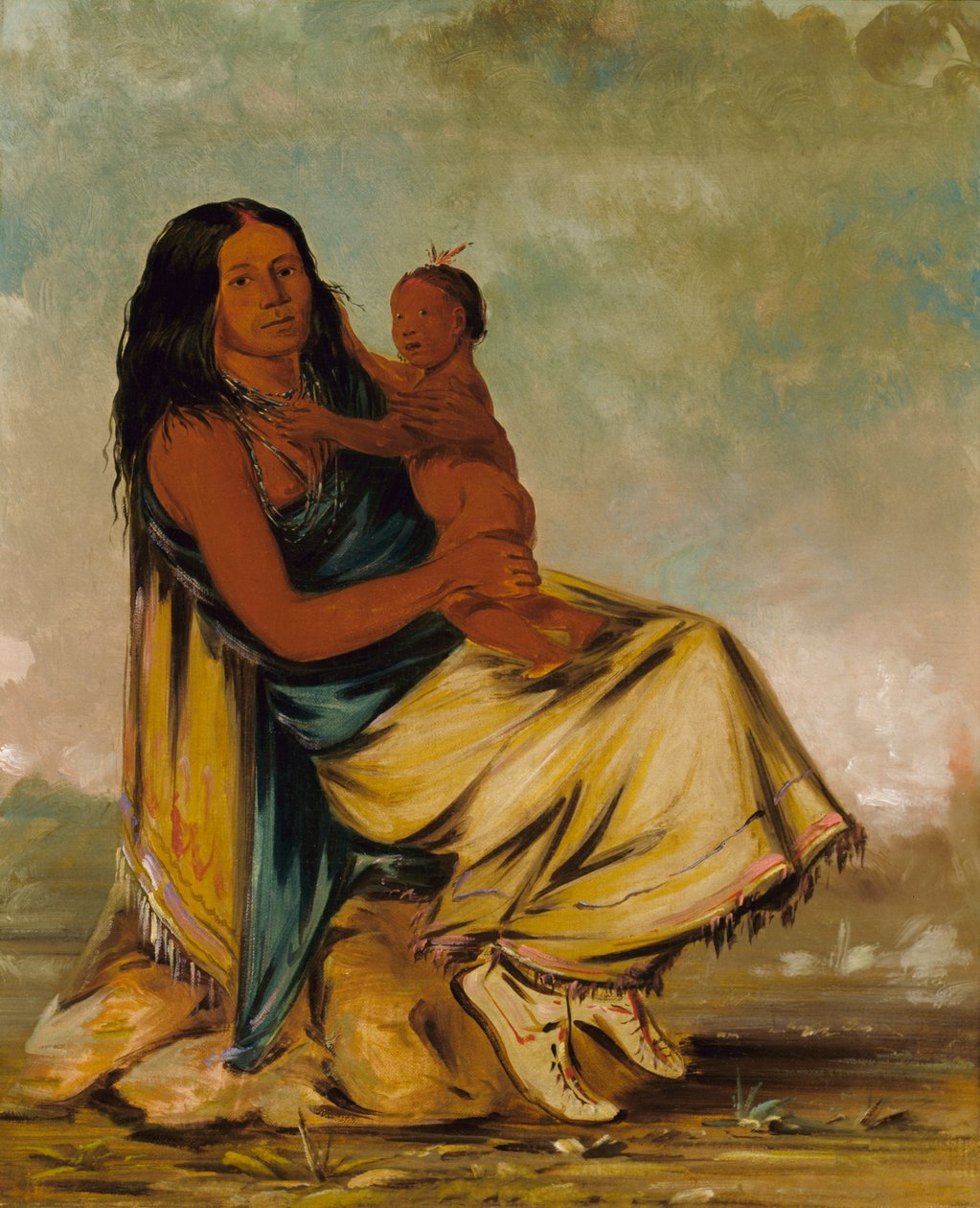 Wáh-chee-te, Cler-mónt'un Karısı ve Çocuk, 1834. by George Catlin