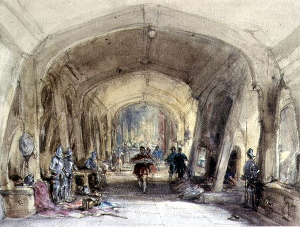 Bir Baronial Salonunun İçi (kağıt üzerinde wc) by George Cattermole
