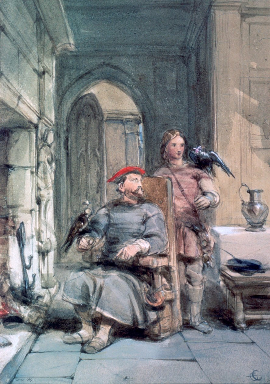 Şövalye ve Sayfa, 19. yüzyıl by George Cattermole
