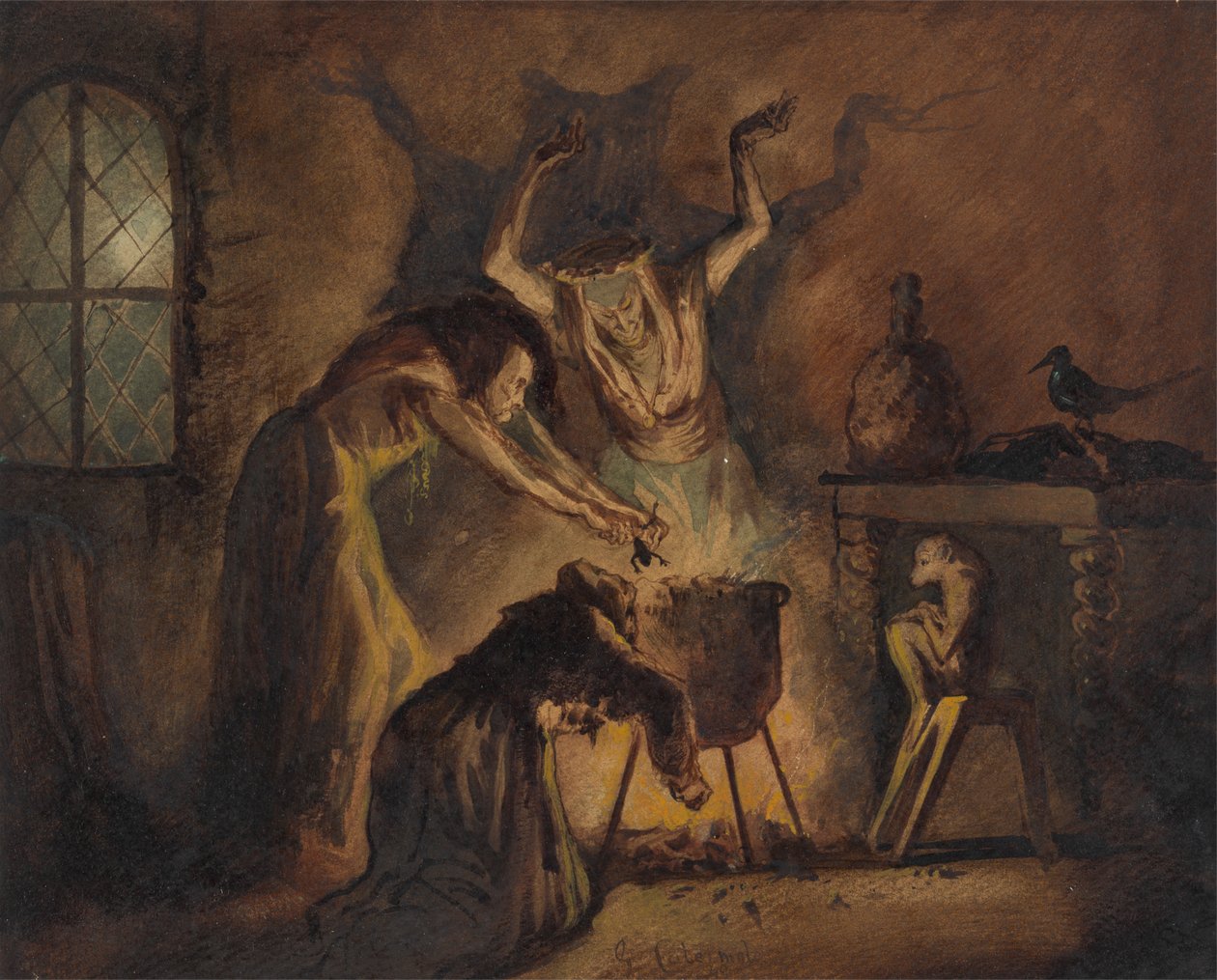 Shakespeare'in Macbeth'inden Üç Cadı Sahnesi by George Cattermole